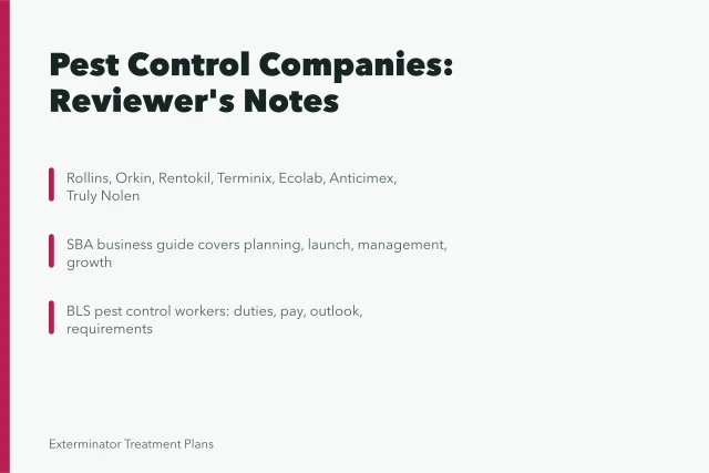 Pest control companies: a reviewer's notes. Pest control companies: a reviewer's notes