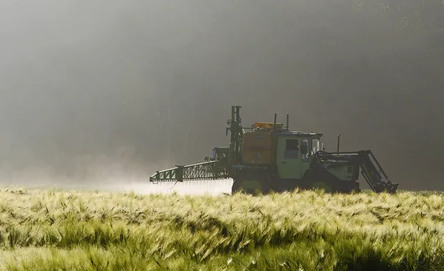 agriculture, weed killing, pest control, special vehicle, tractor, tank, spray arm, grain, grain field, spike, field, barley, barley field, spray mist, chemistry, pesticides, boom, glyphosate, biodiversity, plant protection, wild plants, insects die, pest control, pesticides, pesticides, pesticides, pesticides, pesticides, glyphosate. Customer growth for a pest control business in 2027