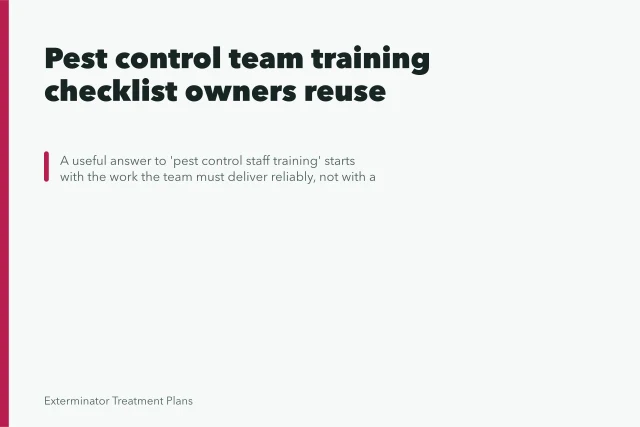 Pest control team training checklist owners reuse. Pest control team training checklist owners reuse